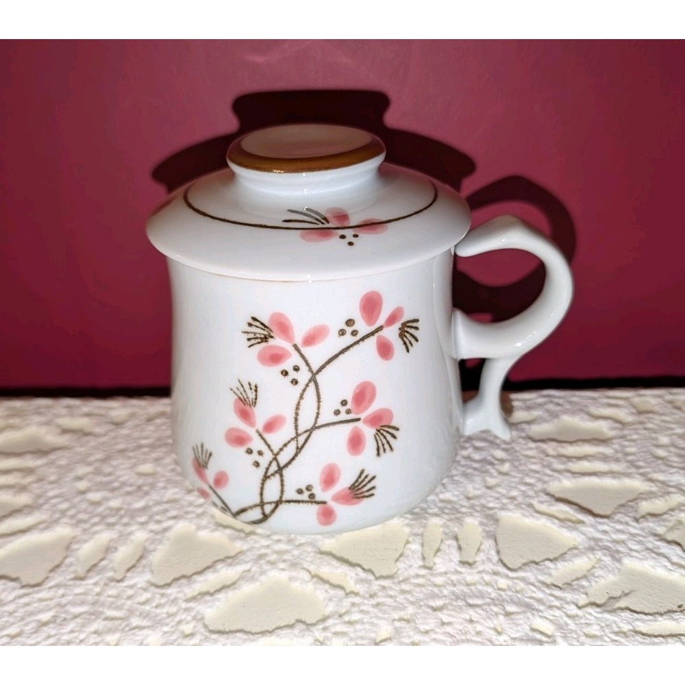 Chinese Porcelain Tea Cup Mug w/Infuser Strainer - 3 piece set with Lid new